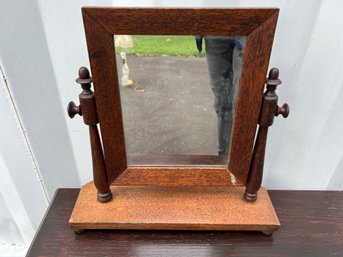 Antique Adjustable Wooden Shaving Mirror