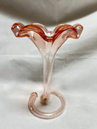 Murano Glass Pink Swirl Vase