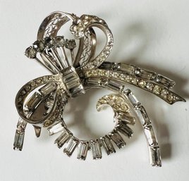 VINTAGE STERLING SILVER RHINESTONE SPRAY BROOCH