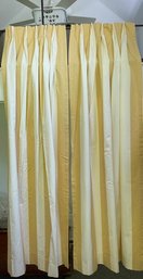 Gorgeous Set Of Custom Pinch Pleat Drapes In A Golden Sand And Cream Panel