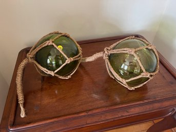 Vintage Glass Buoys With Macrame Hangers