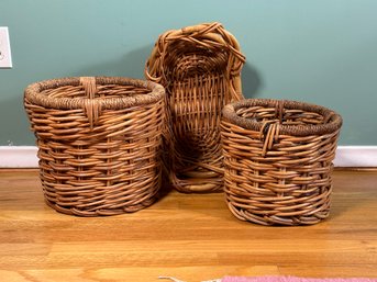 A Trio Of Sturdy Decorative Baskets