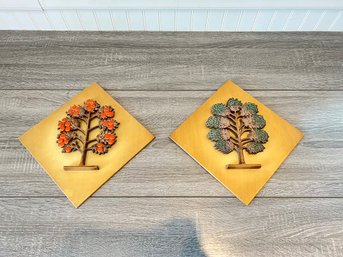 Pair Of Mid Century Syroco Wood Plaques