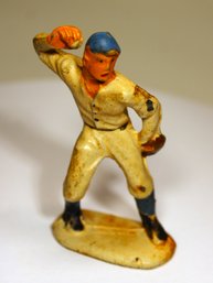 Antique Rubber Baseball Player Toy Soldier Pitcher