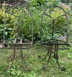 A Rare Find! Pair Of Original Mid Century Wrought Iron Chairs