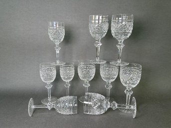Ten Waterford Crystal Castleton Wine Glasses & Water Goblets