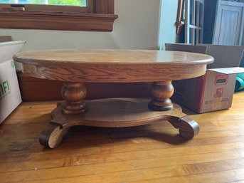 Oak Pedestal Coffee Table