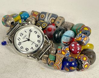 Contemporary African Glass Trade Beads Wristwatch Watch