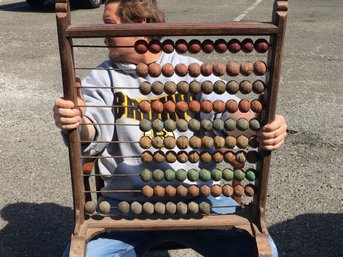 Incredible LARGE All Hand Made Antique Wooden Abacus - OVER TWO FEET TALL - Amazing Old Paint - GREAT PIECE !