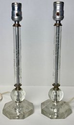 Pair Of Lucite Candlestick Boudoir Lamps