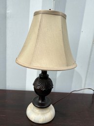 Vintage Table Lamp With Mahogany And Alabaster Base