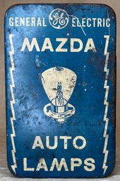 Vintage General Electric GE Mazda Auto Lamps Tin Litho Box Empty - 4 X 2.5 X 2.25 H - For Car Headlight Bulbs