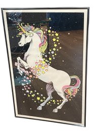 1981 AA Graphics Inc Seattle Large Colorful Unicorn Print 36' X 24'