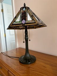 Tiffany Style Lamp With Double Bulb And Pull Chain