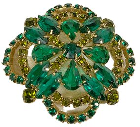 Vintage Green Rhinestone Brooch