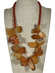 Contemporary Carnelian Stone Beaded Necklace Large Stones