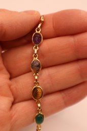 14K Yellow Gold With Semi-Precious Stones Scarab Bracelet