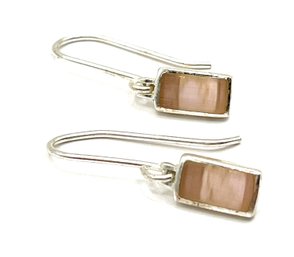 Vintage Sterling Silver Pink Inlay Dangle Earrings