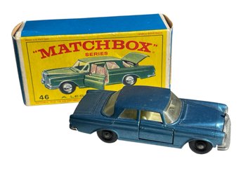 Vtg #46 Matchbox Mercedes 300SE Coupe Rare Blue Color With  Box Doors & Trunk Open