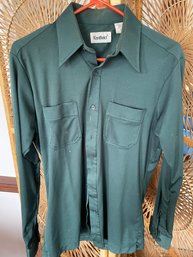 Vintage 1970s Men's Dagger Collar Polyester Shirt