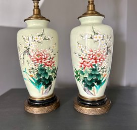 Pair Of Lovely Vintage Green Lamps
