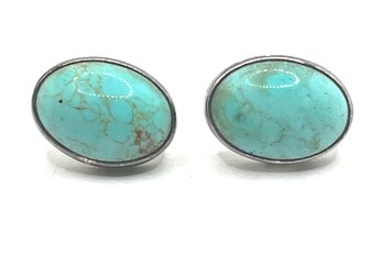 Vintage Mexican Sterling Silver Turquoise Earrings