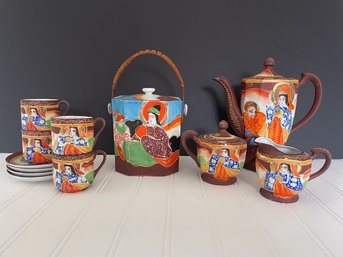 Antique Satsuma Hand Painted  Tea Set