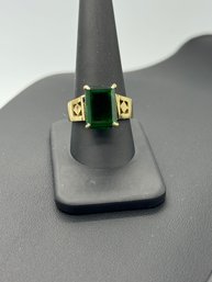 Massive Emerald Cocktail Ring In Sterling Silver