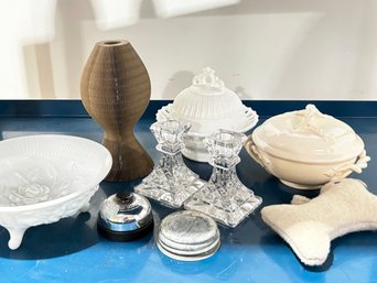 A Collection Of Vintage Table Decor - Milkglass, Crystal, And More!