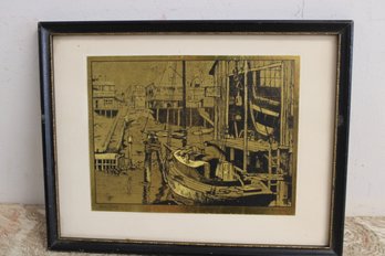 Vintage Lionel Barrymore Gold Foil Etching