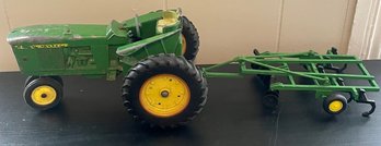 Vintage John Deere Toy Tractor With Disc Tiller Trailer