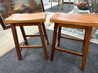 Pair Of Saddle Wood Stools