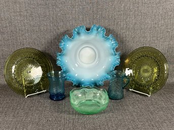 An Assortment Of Tinted Vintage Glass