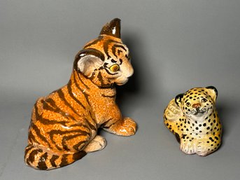 Cheetah & Tiger Ceramic Figures