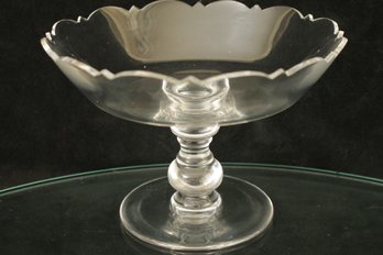 Vintage Glass Scalloped Compote