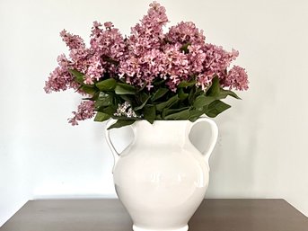 Porcelain Vase With Faux Lilac Arrangement