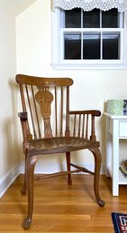 George III Style Marquetry Inlay Chair On Cabriole Legs