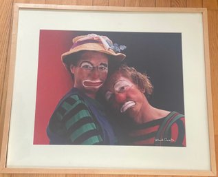 Large Framed Print Of Two Sad Clowns