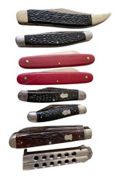 Vtg Lot Of 8 Pocket Knives:  CAMCO, SABRE, REMINGTON UMC, IMPERIAL (2), VICTORINOX (2), DRAGON-LOCK