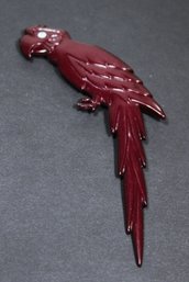 Vintage Large Burgundy Colored Plastic Parrot Brooch Copenhagen