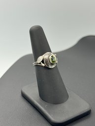 Antique Sterling Silver & Peridot Leaf Design Ring