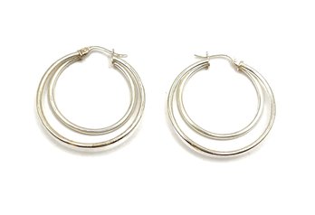 Vintage Sterling Silver Double Hoop Earrings