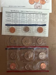 Beautiful Vintage 1989 P & D United States US Mint Uncirculated Coin Set