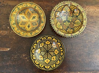 Set Of 3 Hand Crafted And Hand Painted Moroccan Bowls
