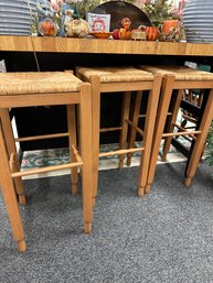 3 Rush Seat Stools