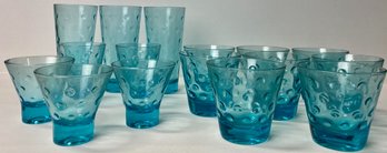Vintage Hazel Atlas Capri Dots Turquoise Glassware