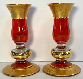 Pair Of Pedestal Candle Holders