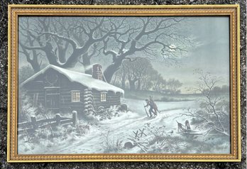 A Vintage Print - Hunting In Winter