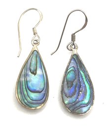 Vintage Sterling Silver Abalone Dangle Earrings