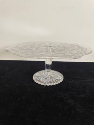 Pressed Glass Pedestal Cake Platter